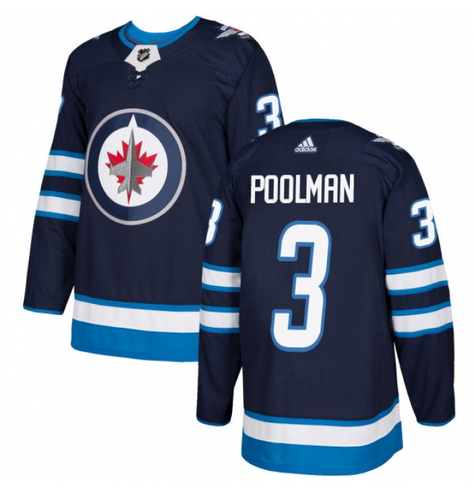 Men's Adidas Winnipeg Jets #3 Tucker Poolman Authentic Navy Blue Home NHL Jersey