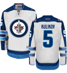 Men's Reebok Winnipeg Jets #5 Dmitry Kulikov Authentic White Away NHL Jersey