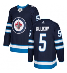 Youth Adidas Winnipeg Jets #5 Dmitry Kulikov Authentic Navy Blue Home NHL Jersey