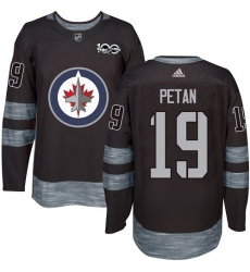 Men's Adidas Winnipeg Jets #19 Nic Petan Premier Black 1917-2017 100th Anniversary NHL Jersey