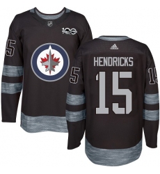 Men's Adidas Winnipeg Jets #15 Matt Hendricks Authentic Black 1917-2017 100th Anniversary NHL Jersey