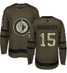 Men's Adidas Winnipeg Jets #15 Matt Hendricks Premier Green Salute to Service NHL Jersey