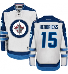 Youth Reebok Winnipeg Jets #15 Matt Hendricks Authentic White Away NHL Jersey