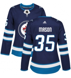 Women's Adidas Winnipeg Jets #35 Steve Mason Premier Navy Blue Home NHL Jersey