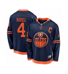 Youth Edmonton Oilers #4 Kris Russell Authentic Navy Blue Alternate Fanatics Branded Breakaway Hockey Jersey