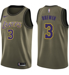 Men's Nike Los Angeles Lakers #3 Corey Brewer Swingman Green Salute to Service NBA Jersey
