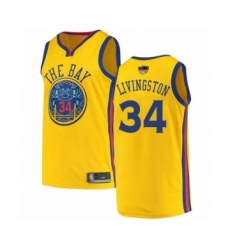 Men's Golden State Warriors #34 Shaun Livingston Swingman Gold 2019 Basketball Finals Bound Basketball Jersey - City Edition