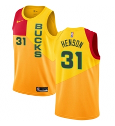 Youth Nike Milwaukee Bucks #31 John Henson Swingman Yellow NBA Jersey - City Edition