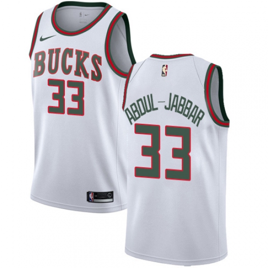 Men's Nike Milwaukee Bucks #33 Kareem Abdul-Jabbar Authentic White ...