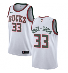 Women's Nike Milwaukee Bucks #33 Kareem Abdul-Jabbar Swingman Cream NBA ...