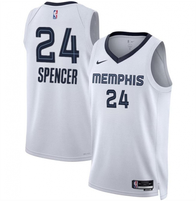 Men's Memphis Grizzlies #24 Cam Spencer White 2024 Draft Association Edition Stitched Jersey