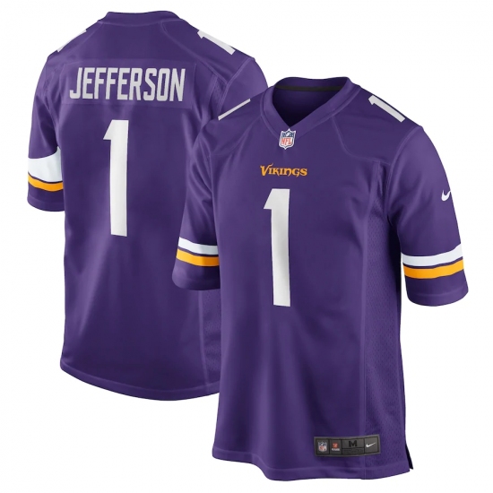 Men's Minnesota Vikings #1 Justin Jefferson Nike Purple 2020 NFL Draft ...