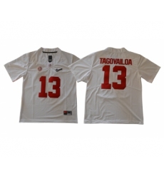 Alabama Crimson Tide 13 Tua Tagovailoa White With Diamond Logo College Football Jersey