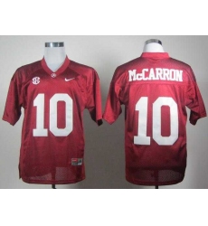 Crimson Tide #10 AJ McCarron Red Embroidered NCAA Jerseys SEC patch