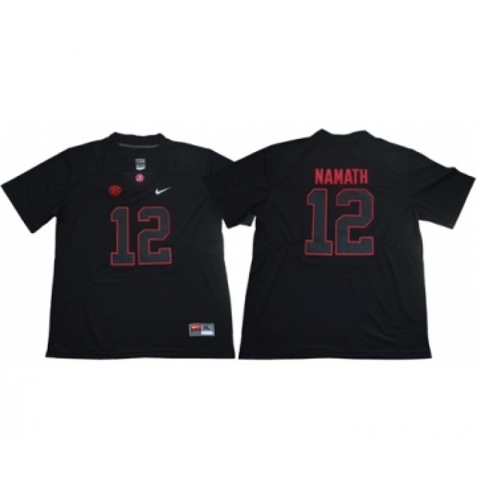 Crimson Tide #12 Joe Namath Blackout Limited Stitched NCAA Jersey