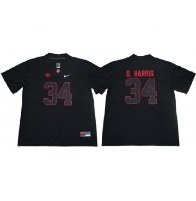 Crimson Tide #34 Damien Harris Blackout Limited Stitched NCAA Jersey
