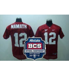 NCAA 2012 BCS National Championship PATCH COLLEGE Alabama Crimson Tide 12 Joe Namath red Jersey