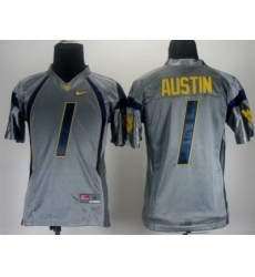 Kids Nike West Virginia Mountaineers 1 Tavon Austin Grey College Football NCAA Jerseys