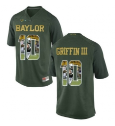Baylor Bears #10 Robert Griffin III Green With Portrait Print College Football Jersey3