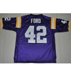 LSU Tigers #42 Michael Ford Purple Embroidered NCAA Jersey