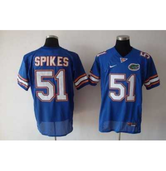 Gators #51 Brandon Spikes Blue Embroidered NCAA Jersey