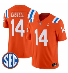 Men's Florida Gators #14 Jordan Castell Orange 1960s Throwback F U S E Vapor Limited Stitched Football Jersey