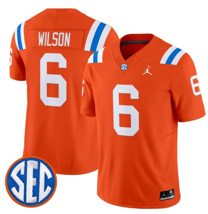 Men's Florida Gators #6 Dallas Wilson Orange ‘1960s Throwback’ F.U.S.E. Vapor Limited Stitched Jersey