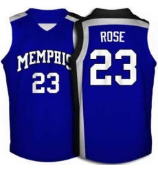 Tigers #23 Derrick Rose Blue Basketball Embroidered NCAA Jersey