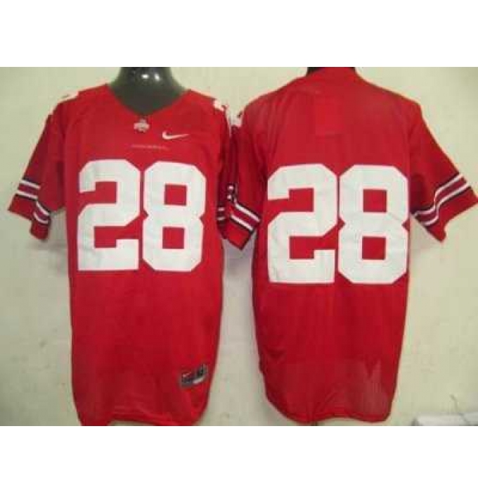 Buckeyes #28 Red Embroidered NCAA Jersey