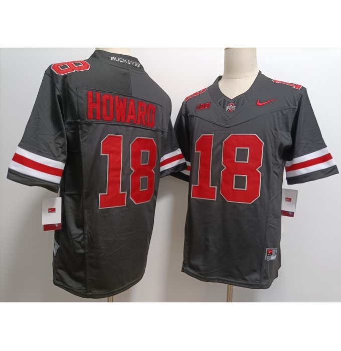 Men's Ohio State Buckeyes #18 Will Howard Black FUSE College Football Jersey