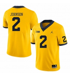 Men's Michigan Wolverines #2 Will Johnson Yellow Stitched Jersey