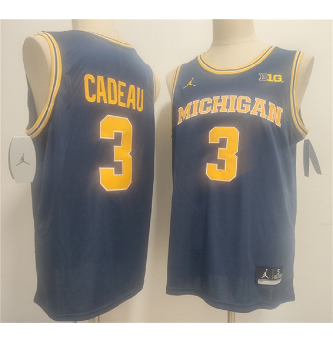 Men's Michigan Wolverines #3 Elliot Cadeau Navy 2026 Vapor Limited Stitched Football Jersey