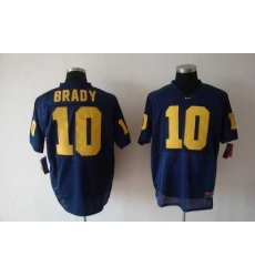 Wolverines Tom Brady #10 Blue Embroidered NCAA Jersey