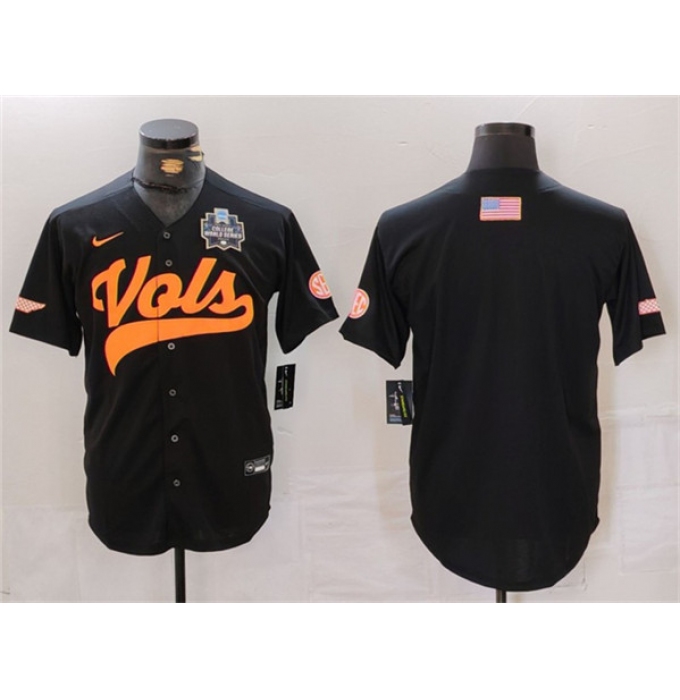 Men's Tennessee Volunteers Black With Patch Stitched Jersey