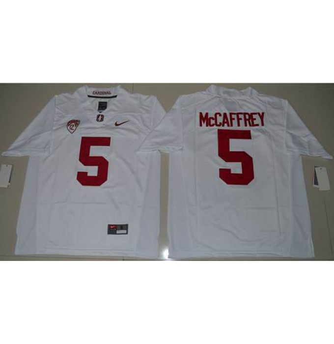 Stanford Cardinal #5 Christian McCaffrey White Stitched NCAA Jersey