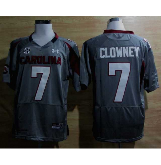 Under Armour South Carolina Javedeon Clowney 7 New SEC Patch NCAA Football - Grey