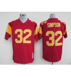 USC Trojans 32 O.J. Simpson RED Embroidered NCAA Jersey