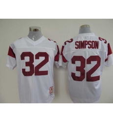 USC Trojans 32 O.J. Simpson White Embroidered NCAA Jersey