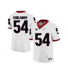 Georgia Bulldogs 54 Brandon Kublanow White College Football Jersey