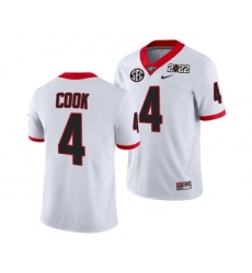 Men’s Georgia Bulldogs #4 James Cook 2022 Patch White College Football Stitched Jersey