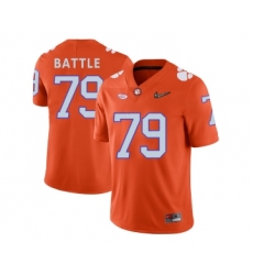 Clemson Tigers 79 Isaiah Battle Orange With Diamond Logo College Football Jersey