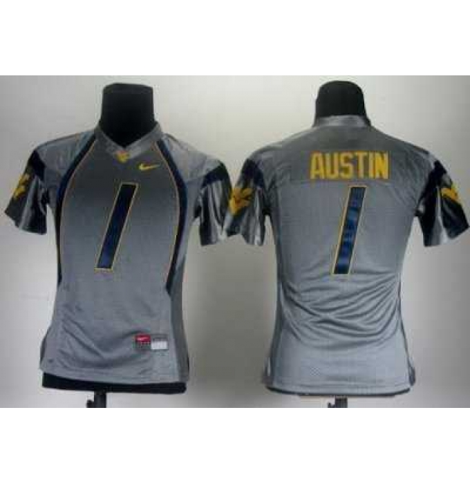 Women Nike West Virginia Mountaineers 1 Tavon Austin Grey College Football NCAA Jerseys