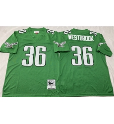 Men's Philadelphia Eagles #36 Brian Westbrook Kelly Green Throwback Stitched Football Jersey