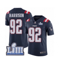 Men's Nike New England Patriots #92 James Harrison Limited Navy Blue Rush Vapor Untouchable Super Bowl LIII Bound NFL Jersey