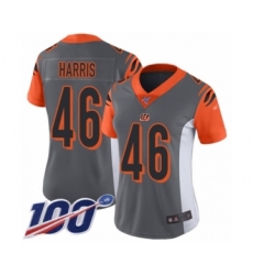 Women's Cincinnati Bengals #46 Clark Harris Limited Silver Inverted Legend 100th Season Football Jersey