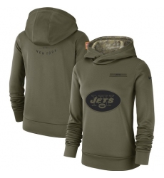 Women's New York Jets Nike Olive Salute to Service Sideline Therma Performance Pullover Hoodie