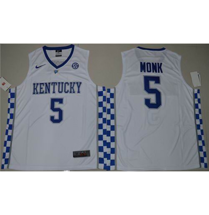 Kentucky Wildcats #5 Malik Monk White Basketball Elite Stitched NCAA Jersey