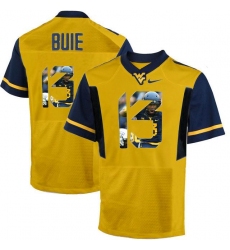 West Virginia Mountaineers #13 Andrew Buie Gold With Portrait Print College Football Jersey