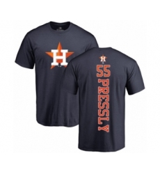 Baseball Houston Astros #55 Ryan Pressly Navy Blue Backer T-Shirt