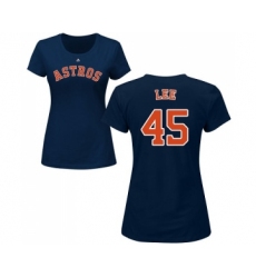 MLB Women's Nike Houston Astros #45 Carlos Lee Navy Blue Name & Number T-Shirt